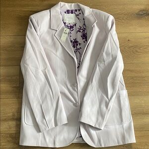 Anthropologie Light Purple Blazer (faux leather) with Floral Lining